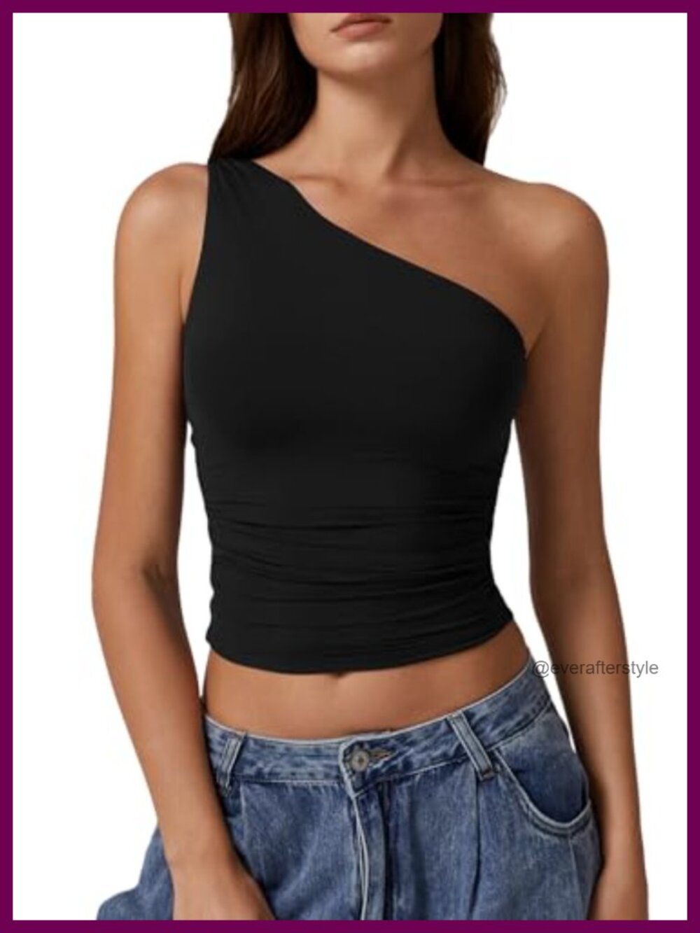 One Shoulder Tank Top Double Lined Sleeveless Slim Fit Cropped Y2k Tee